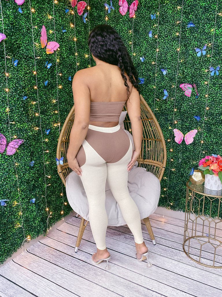 Thumbnail: Sexy Ribbed Tube and Two Toned Tight Set