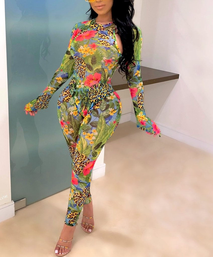 Thumbnail: Sexy Jungle Lime Two Piece Mesh Set