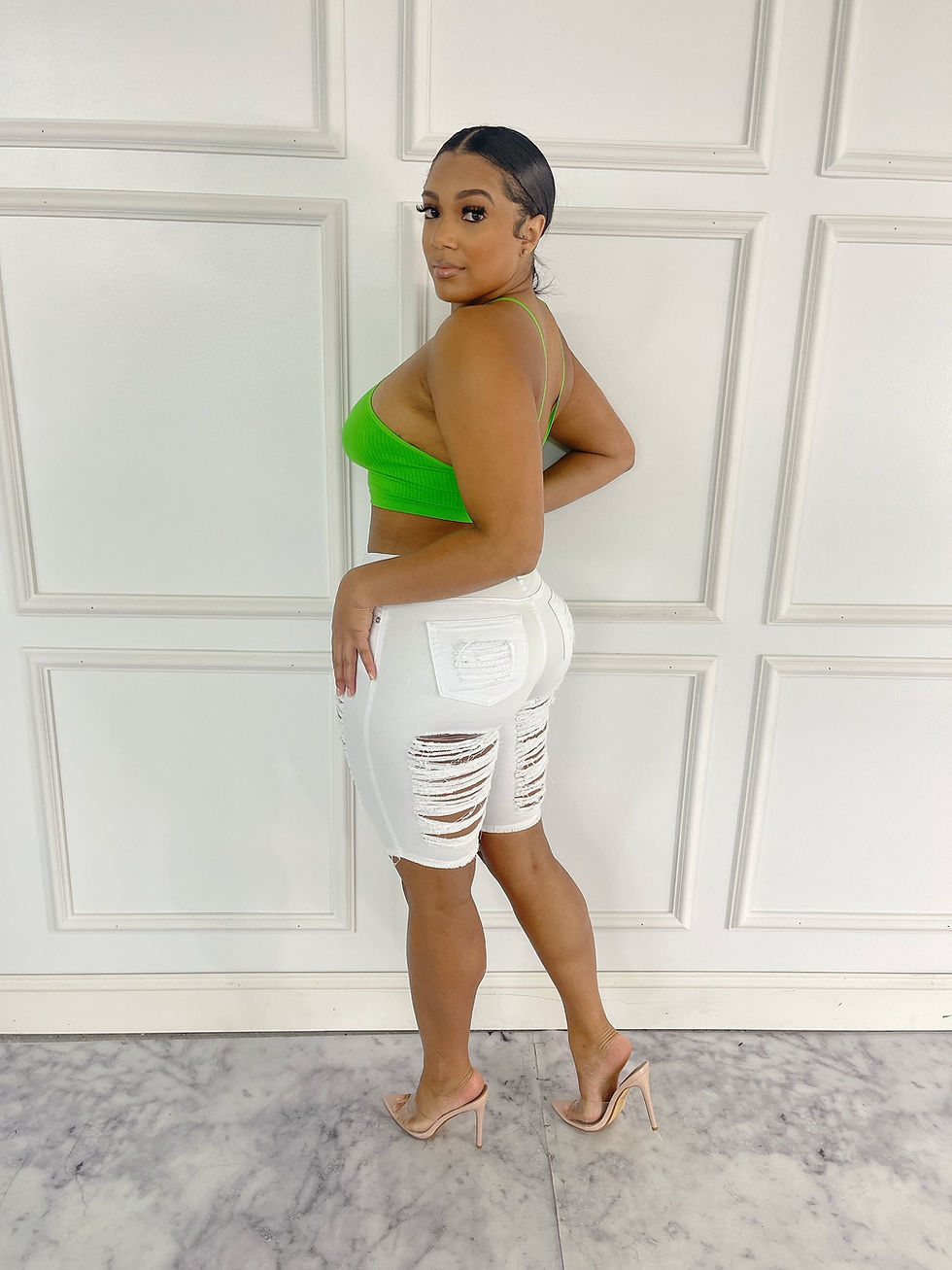 Thumbnail: Sexy Plus Trim Front n Back Denim Shorts