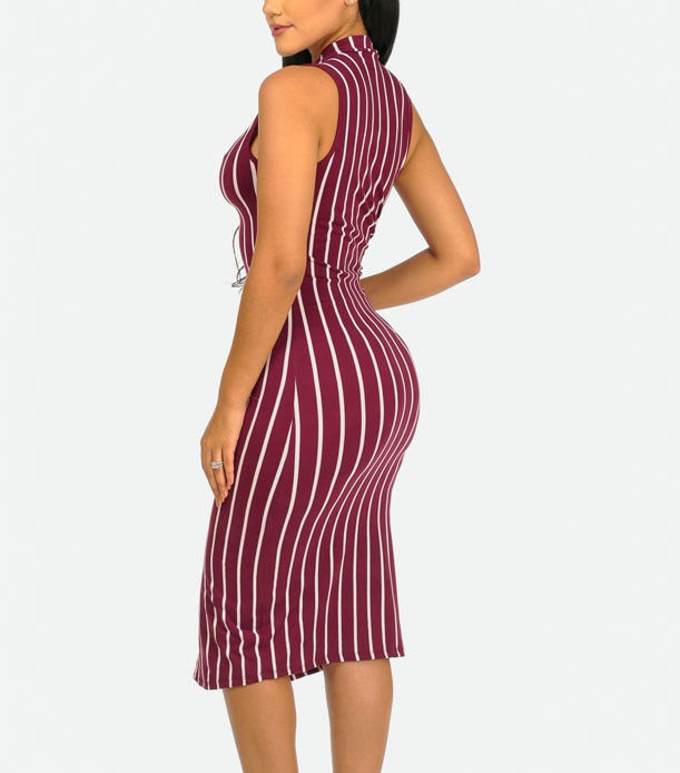 Thumbnail: Sexy Keyhole Pin Stripe Bodycon Dress