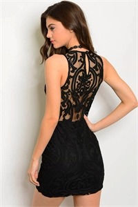 Thumbnail: Sexy Black Mesh Upper Bodycon Dress