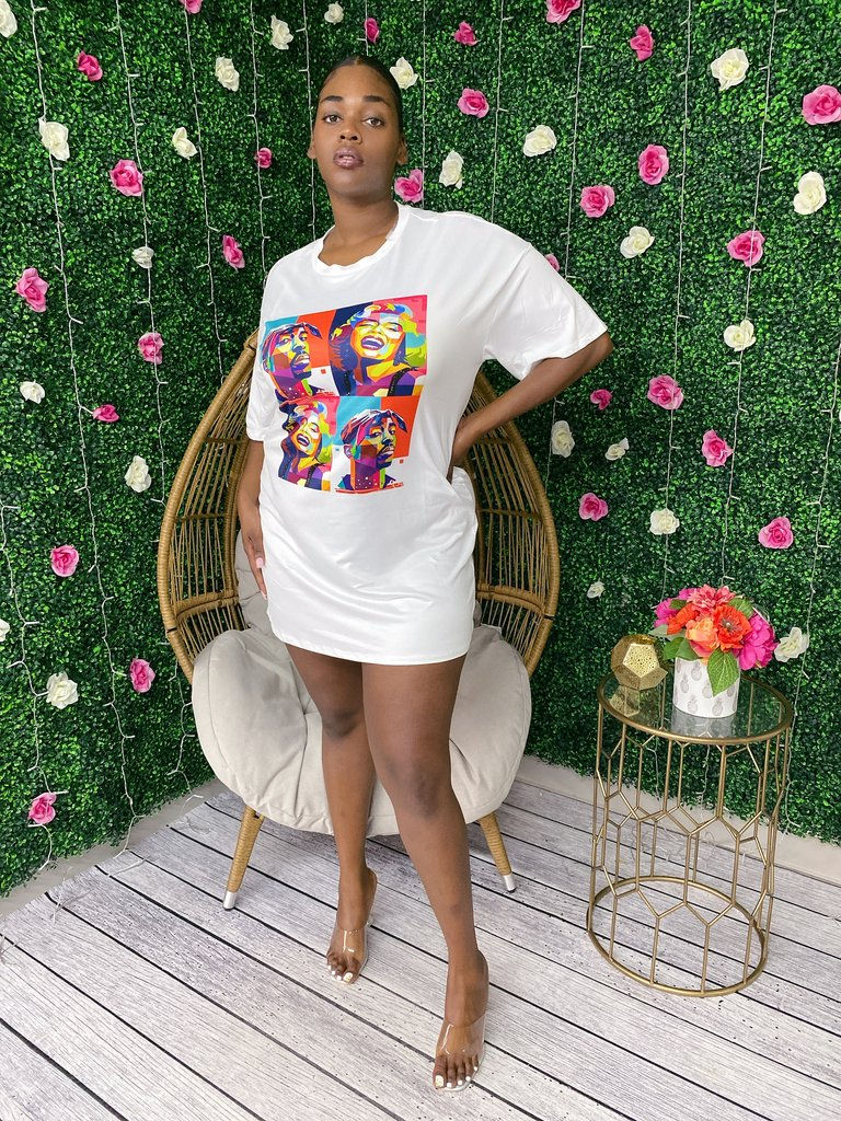 Thumbnail: Sexy Plus Face Print Oversized T-Shirt Dress
