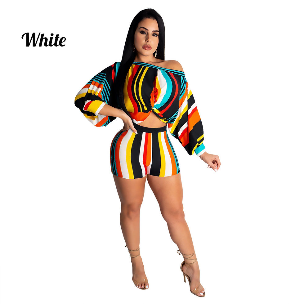 Thumbnail: Sexy Multi Stripe Short Set