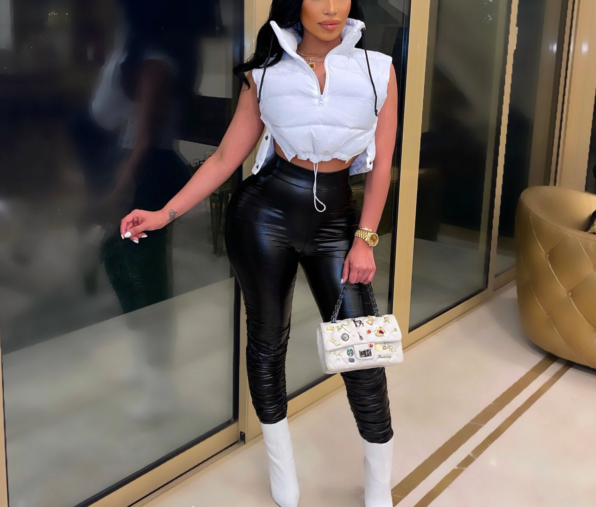 Sexy n Sassy PU Leather Ruched Leggings