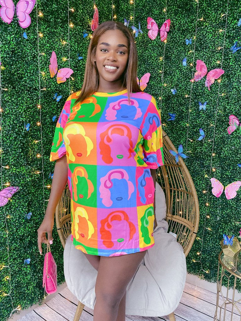 Thumbnail: Sexy Plus Face Print Oversized T-Shirt Dress