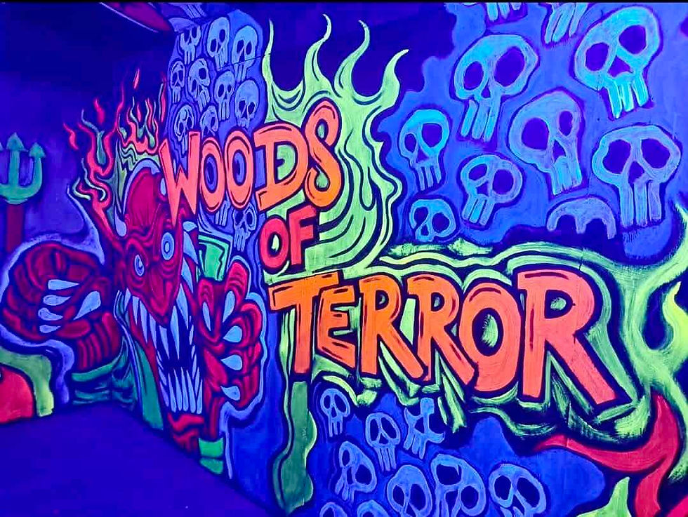 Woods of Terror Graphic in Vibrant 3D Font