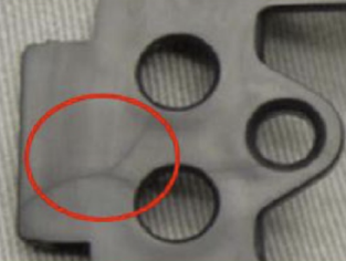 Weld lines from core pins.