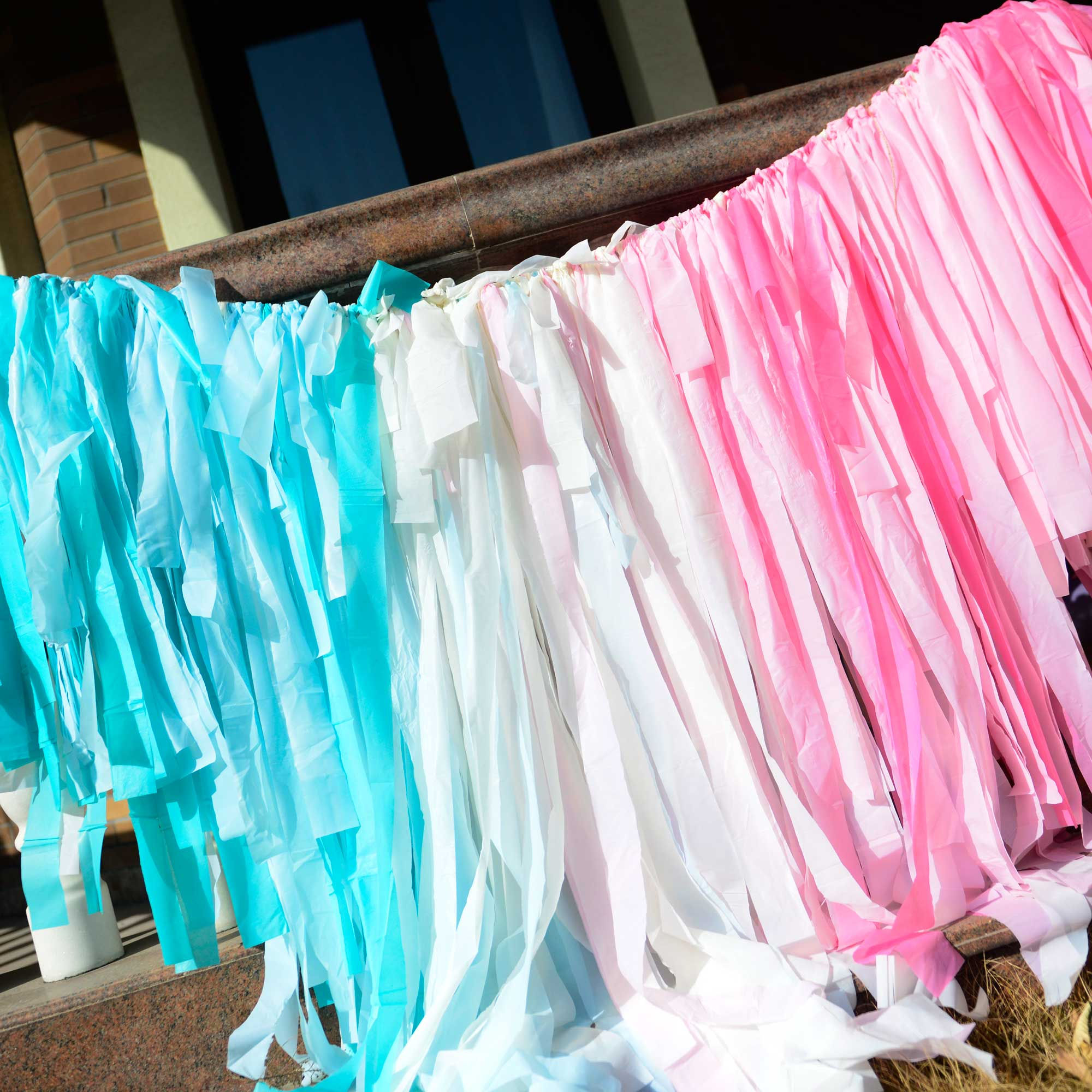 200 Plastic Strips Pink Blue Streamer Backdrop Pastel Plastic Fabric Fring
