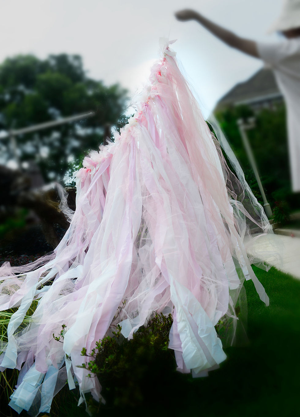 Thumbnail: Bubble Pink Streamer Backdrop | table skirt DIY kit