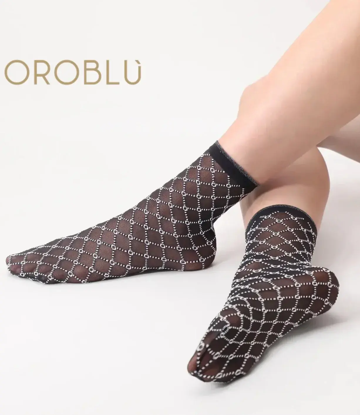 Oroblu Geometry Sock (Black & Cosmetic)