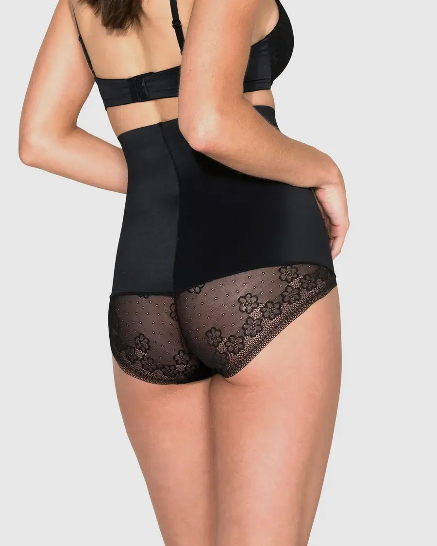 Thumbnail: Hush Hush HH015 Essensual HighWaist Brief (Black & Nude)