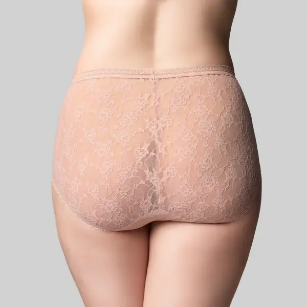 Thumbnail: The Knicker Lacies Hi Cut (Rose Beige)