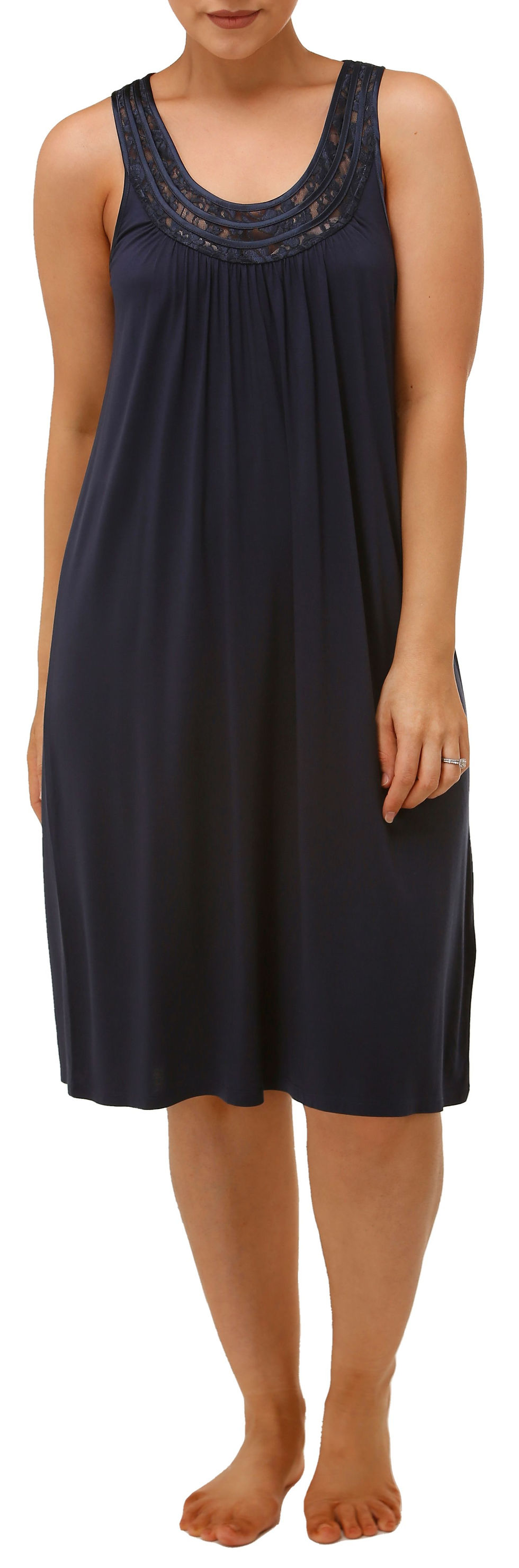 Yuu Sleeveless Lace Nightie (Navy)