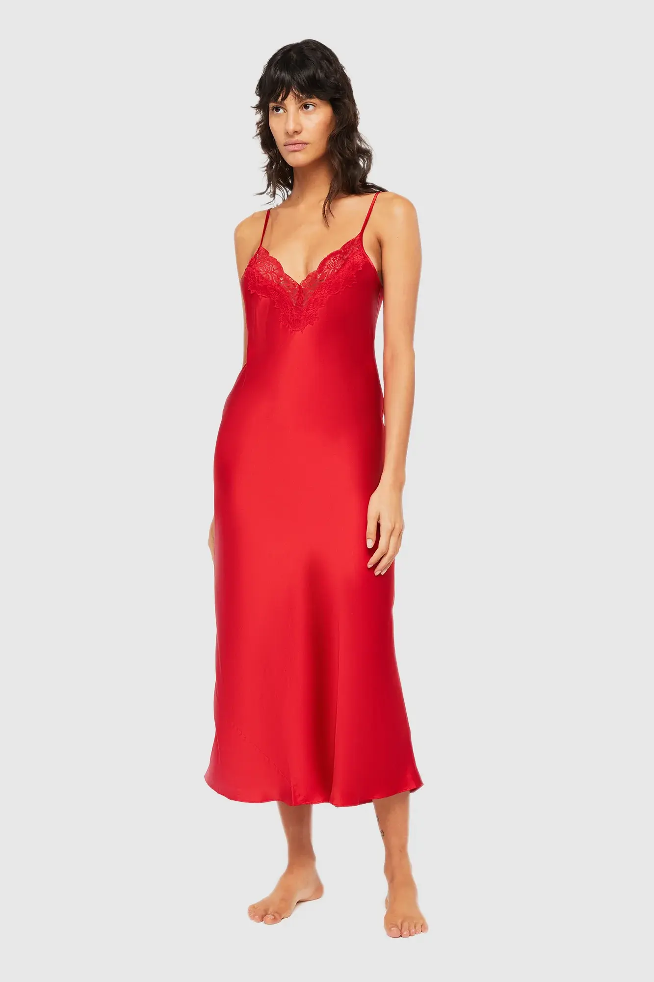 Ginia Pick & Mix Silk Night Gown (Chili)