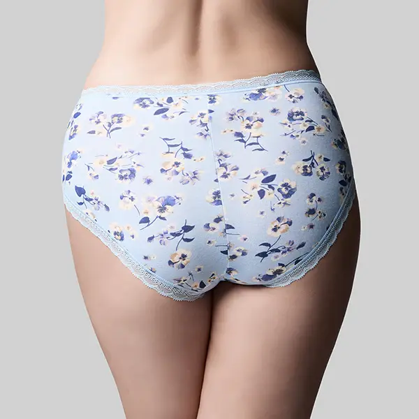 Thumbnail: The Knicker Cotton Hi Cut Brief (Skyblue Pansy)