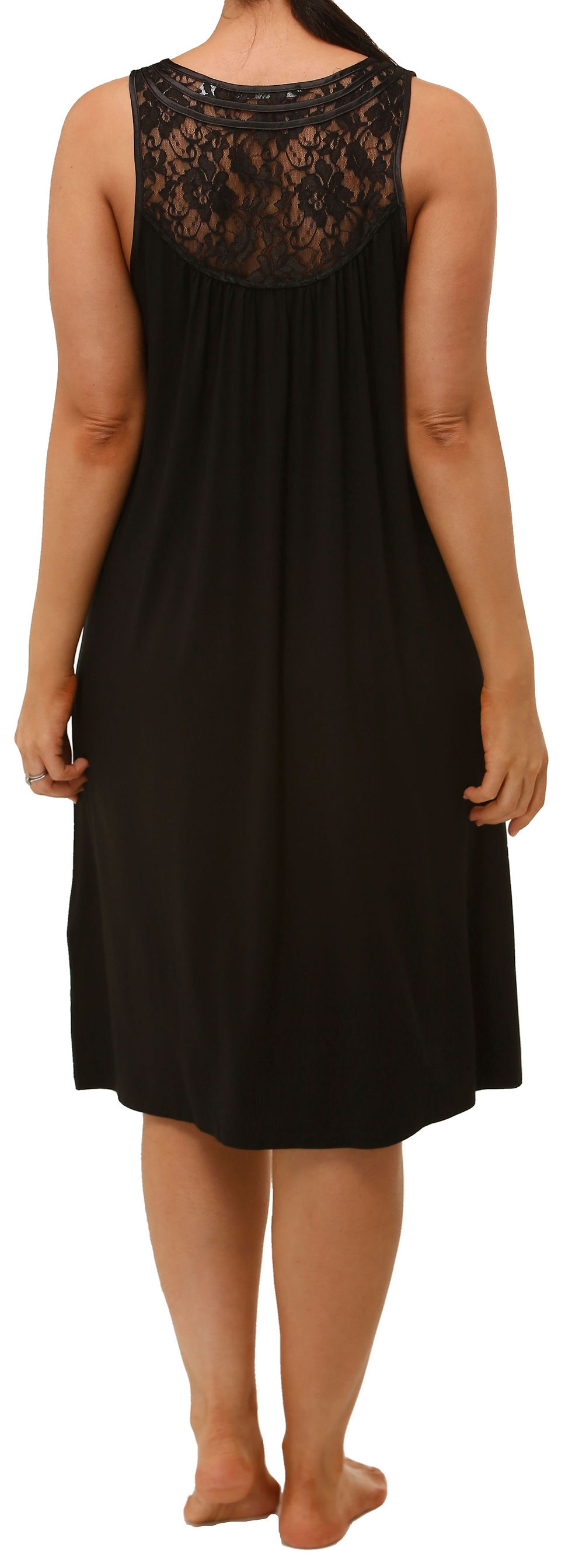 Thumbnail: Yuu Sleeveless Lace Nightie (Black)