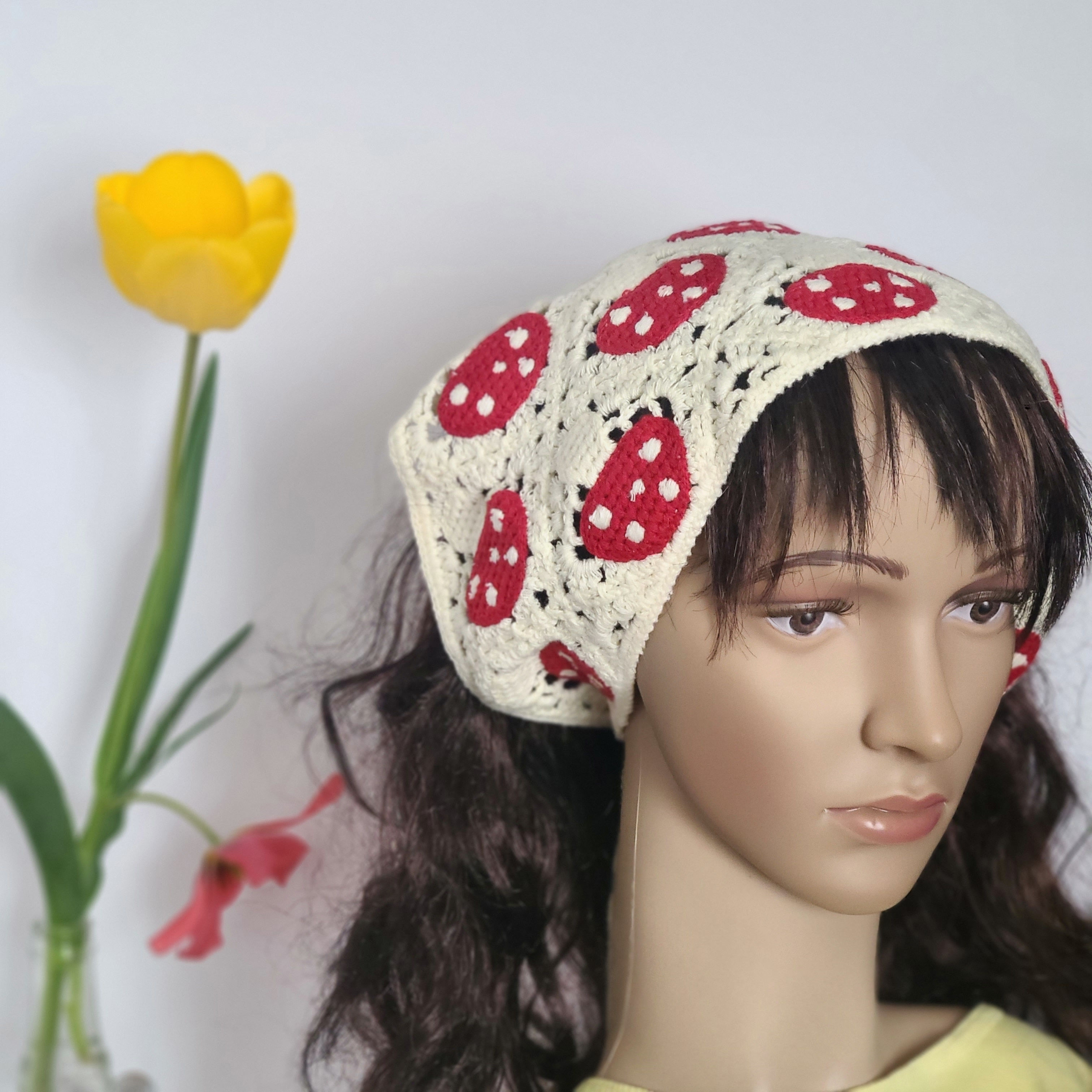 Mushroom embroidered bandana