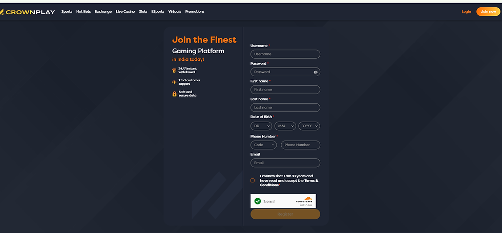 How to register in Crownplay