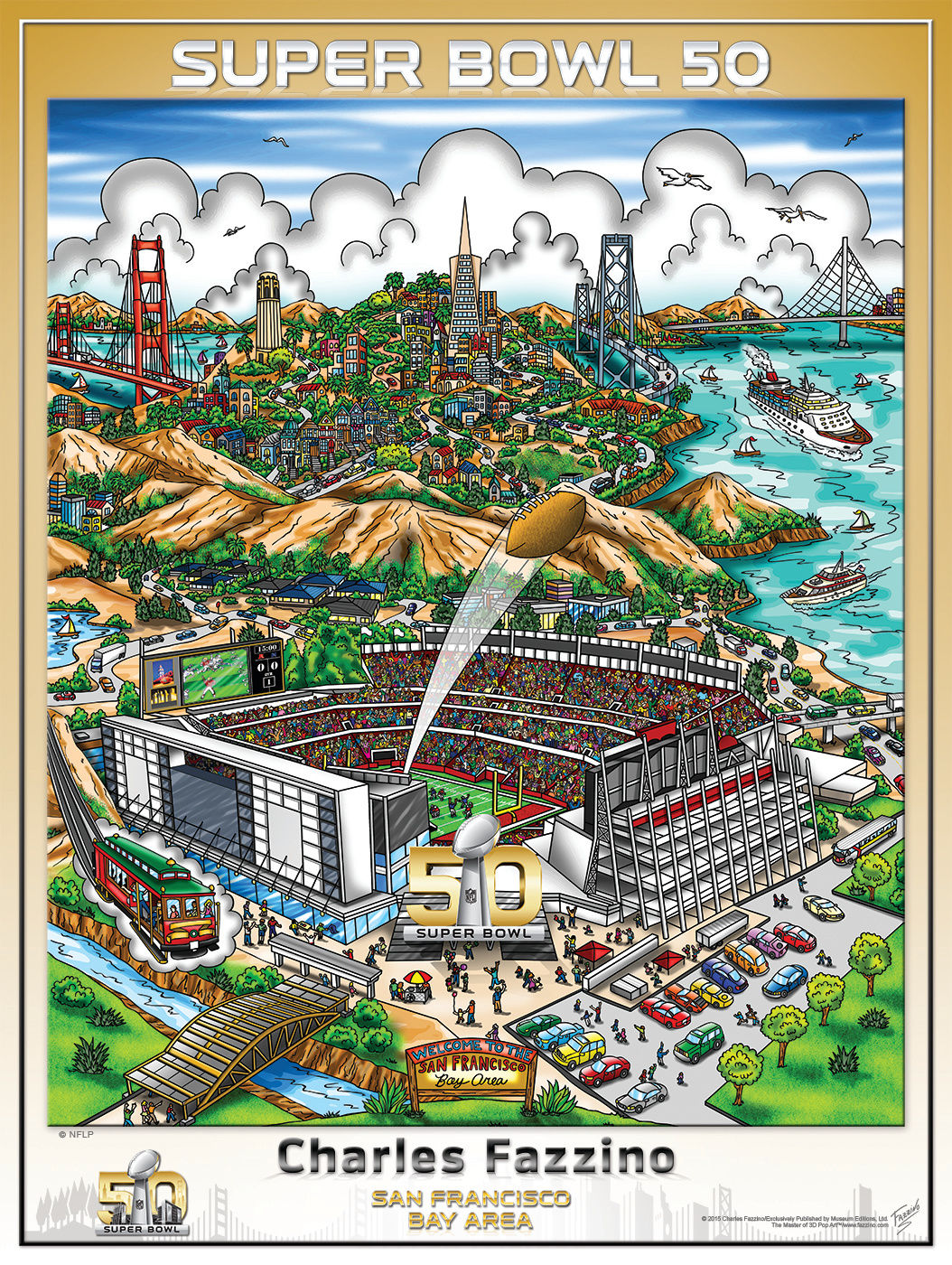 Super Bowl 50 Poster Print by Charles Fazzino
