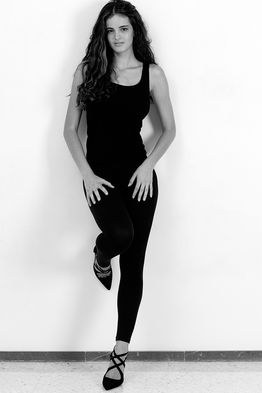Valeria Melgarejo high fashion posing in studio, 178cm model portfolio.