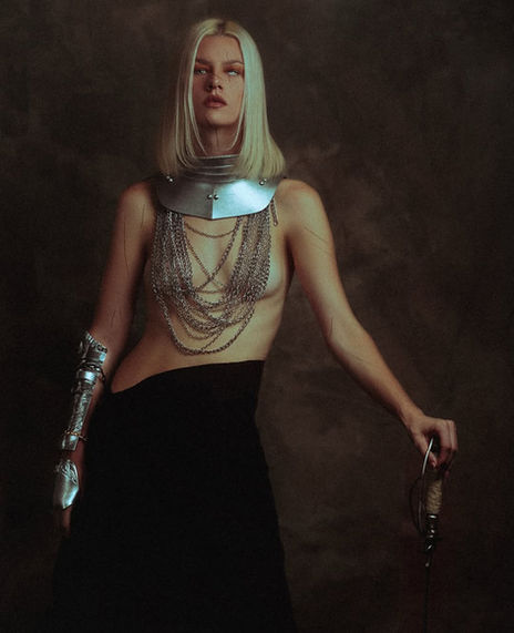 Fashion model Tiffany Jade posing in a high-fashion editorial shoot for Salitre Models.