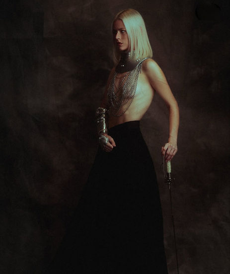 Fashion model Tiffany Jade posing in a high-fashion editorial shoot for Salitre Models.