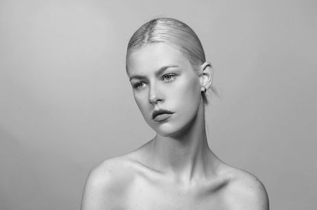 Fashion model Tiffany Jade posing in a high-fashion editorial shoot for Salitre Models.