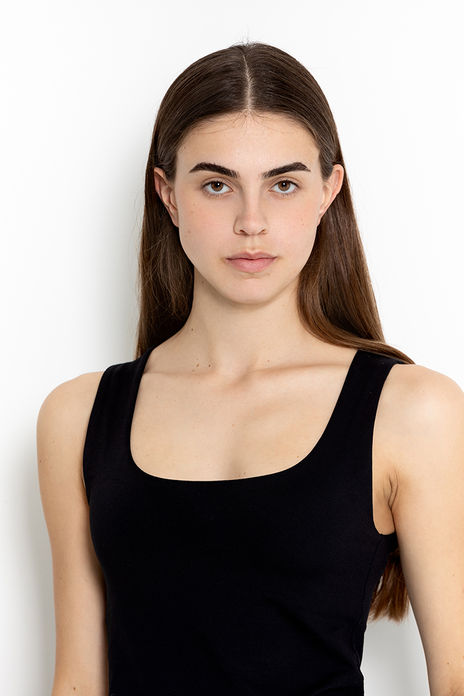 Alanis Alvarez female model headshot polaroid natural face profile casting digital.