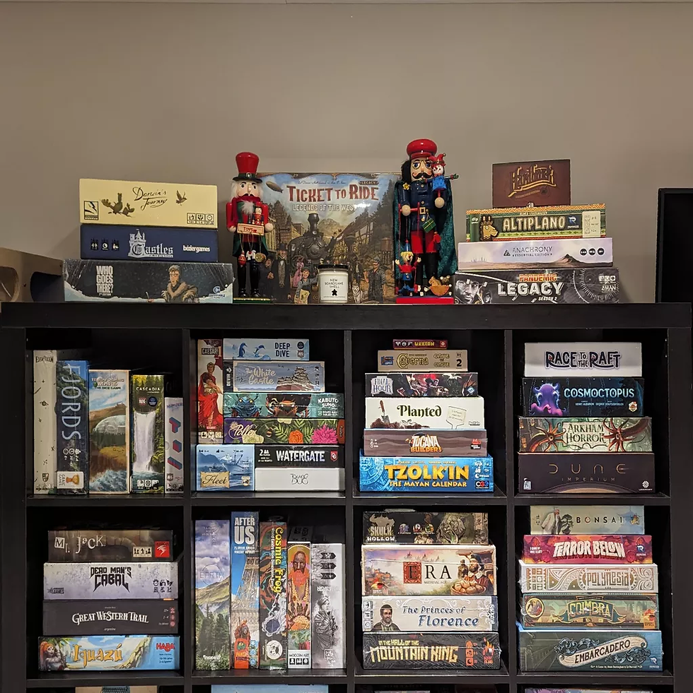 Picture of all unplayed board games