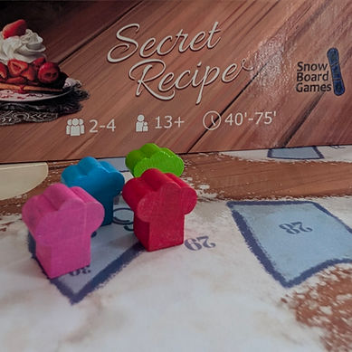 secret recipe box and player tokens