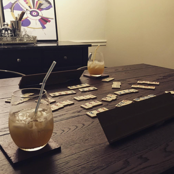 Katie and Coty on a home date night playing Rummikub