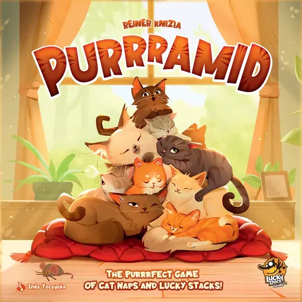 Front cover of board game purrramid by reiner knizia
