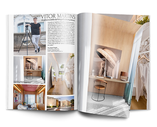 revista ala vip aberta com matéria inédita falando sobre o trabalho do arquiteto e fotógrafo vitor martins em são paulo e são josé do rio rpeto. Mostrando ainda algumas de suas fotografias realziadaas na mostra arq design 2022 que ocorreu no rio preto shopping.
