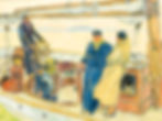 Expressionist painting by Fernand Lantoine of people on deck
