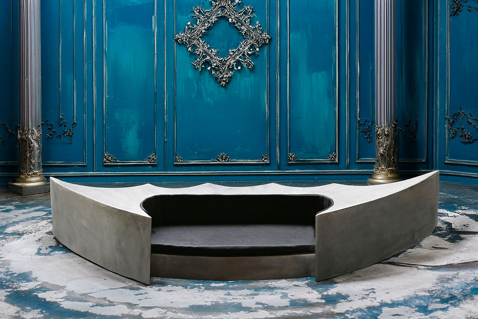 Marc-Richard Batman Sofa, Aluminium and leather perfect for luxury hotels, modern lounges, and contemporary art-inspired inte