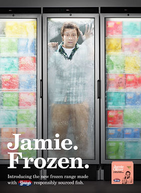 We were asked by Jamie Oliver to work with the ad agency Mother to produce a campaign for their Client, Youngs, which we presented several creative concepts for. Two days before the shoot, Youngs told us they wanted 2 x ads but didn't have any more budget. Keeping our shoot team very tight, we managed to the shoot and deliver both finished ads for the cost of one. Shot by Levon Biss.