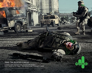 We commissioned Australian Photographer Polly Borland, to shoot this campaign for Channel 4’s 'Iraq: The Bloody Circus’.  December in East London can look remarkably like Baghdad!  