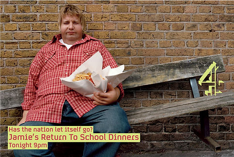 Jamie’s Return to School Dinners. We had 15 minutes to capture Jamie on the back of the TV commercial for the follow up to the series documenting his school dinners campaign. It won best poster at the Campaign poster awards. Art Directed by Matt Fee.