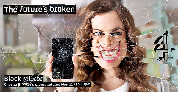 We produced this poster for Charlie Brooker's Black Mirror. With all the clever ways at our disposal of creating digital effects, sometimes there's no substitute for a bunch of iPhones and a hammer.
