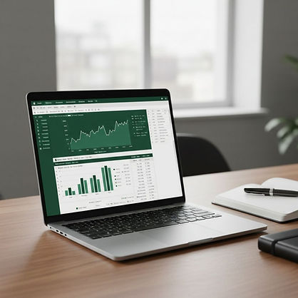A laptop showing data visualization