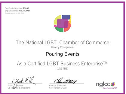 NGLCC® LGBTBE® Certificate for Pouring E