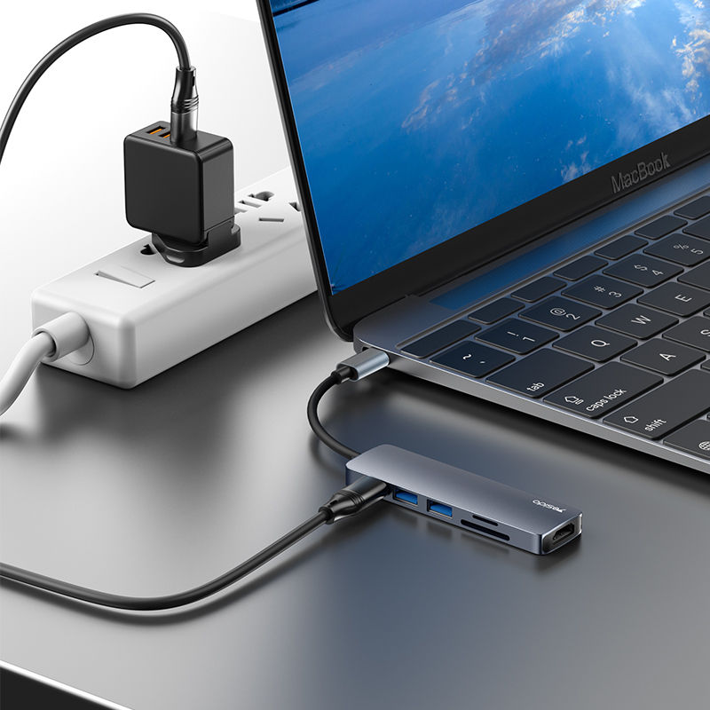 Thumbnail: YESIDO Aluminum Alloy laptop computer functional video USB TF/SD card slot type-