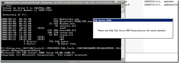 Running SQL Server setup from the command prompt with the SkipRules switch