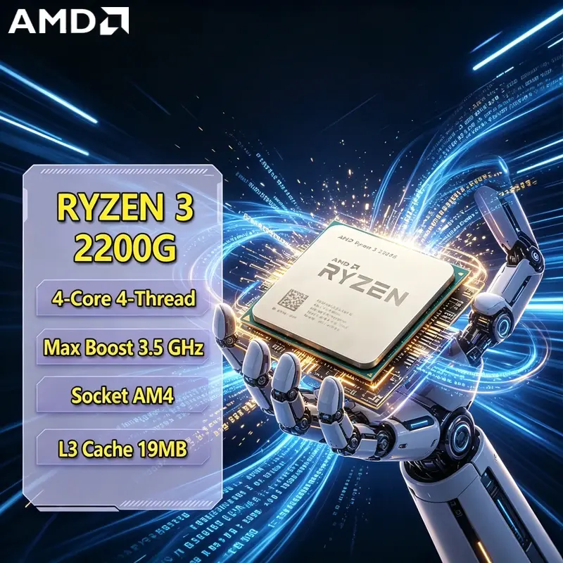 AMD Ryzen 3 2200G AMD R3 2200G CPU 4-Core 4-Thread 3.5GHz Unlocked Desktop Proce