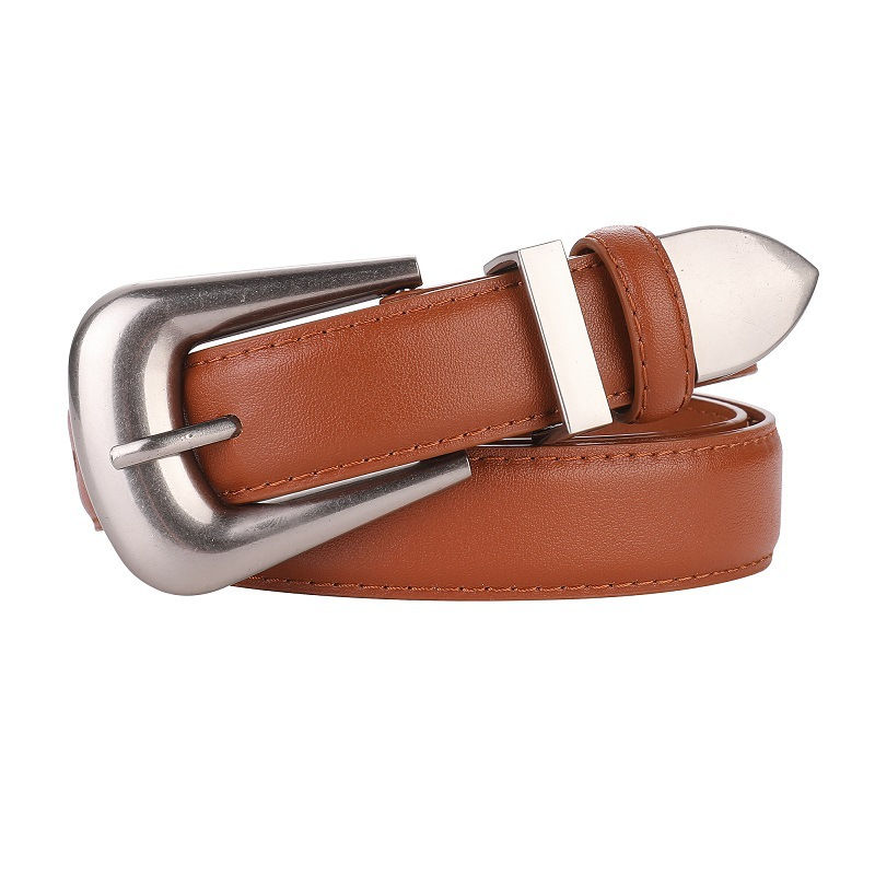 サムネイル： Genuine Leather Belt for Women Burgundy Leather With Gold Metal Buckle Luxury Ca