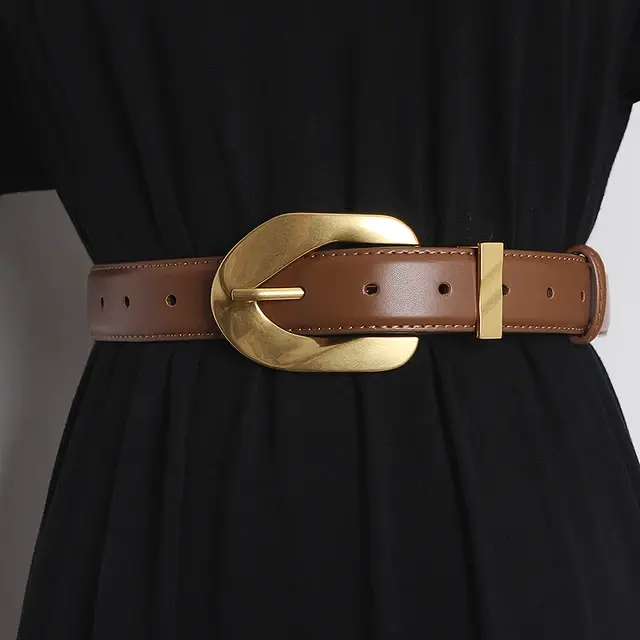 Miniatura: 2.8cmVintage Genuine Leather Women's Belt with Metal Pin Buckle