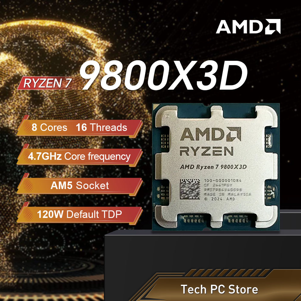 AMD Ryzen 7 9800X3D 8-Core 16-Thread 4.7GHz L3=96M Processor 120W R7 9800X3D Soc