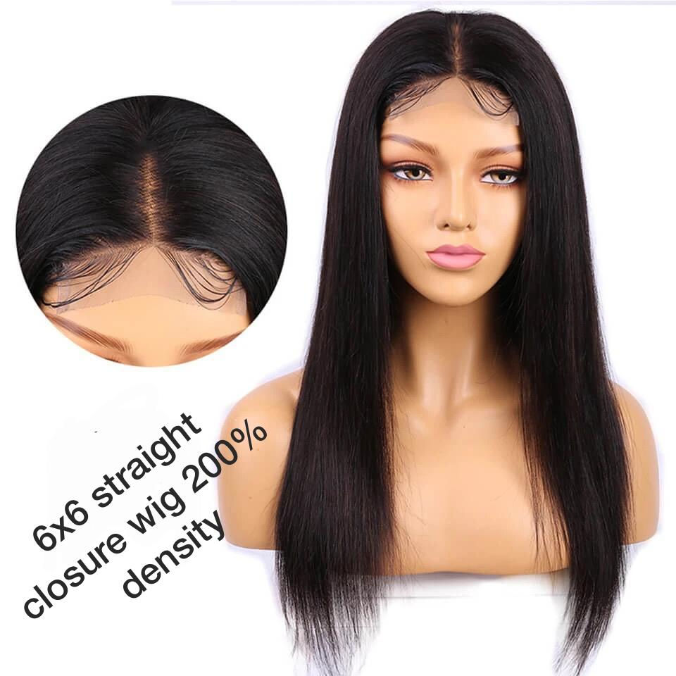 Thumbnail: 6X6 Straight Closure Wig 200% density