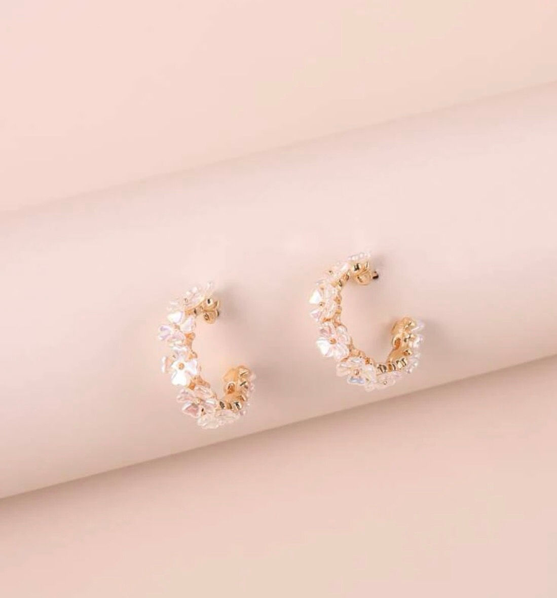 Flower Cuff Hoop Earrings