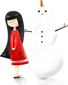 Fille avec bonhomme de neige